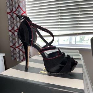 L.a.m.b platform red and black shoes